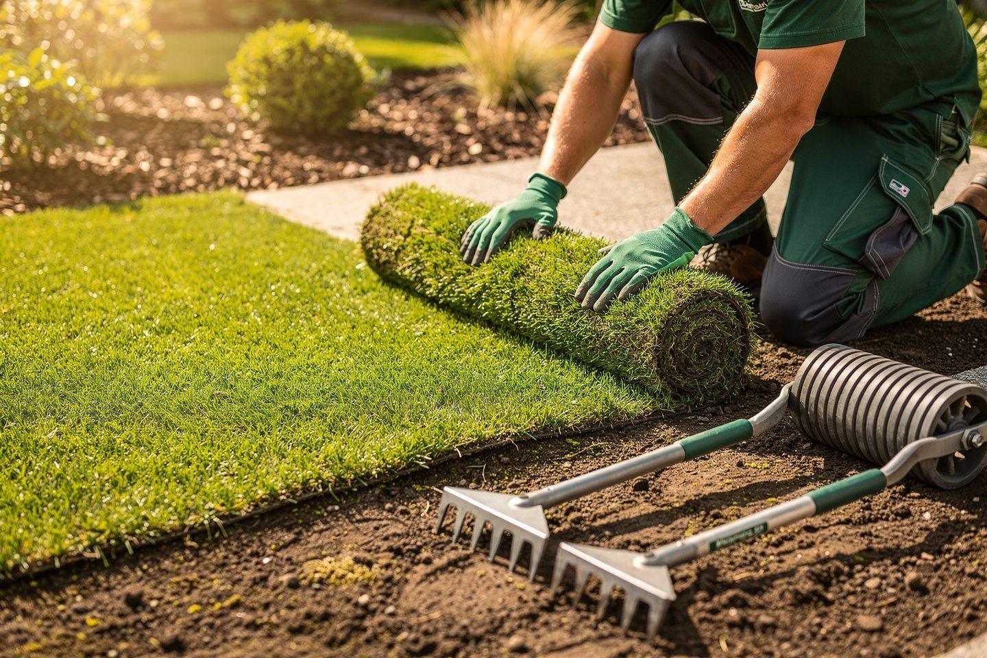 Rollrasen – Gartenneugestaltung, Gartenpflege, Pflasterarbeiten – Galabau De Wit